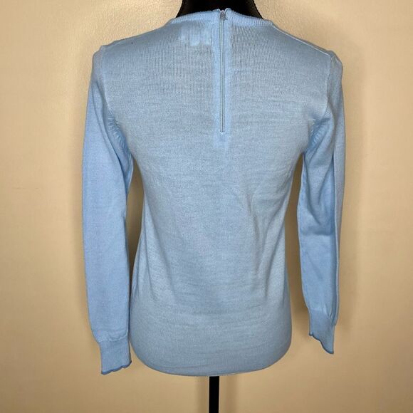 Vintage Rochelle Sweater Knit Penguin I’m Cool Zip Crewneck Blue Size Medium - Picture 2 of 10